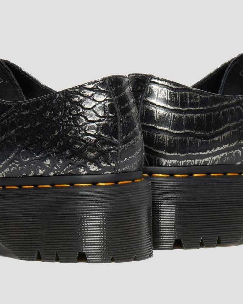 Dr Martens 1461 Croc Emboss Lær Platform Shoes Oxford Sko Herre Grå | ASELJ9013