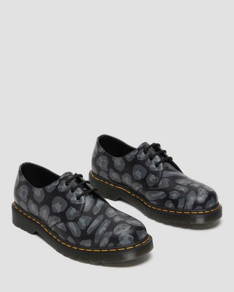 Dr Martens 1461 Distorted Leopard Print Oxford Shoes Originals Sko Dame Svarte Leopard | YDANO7218