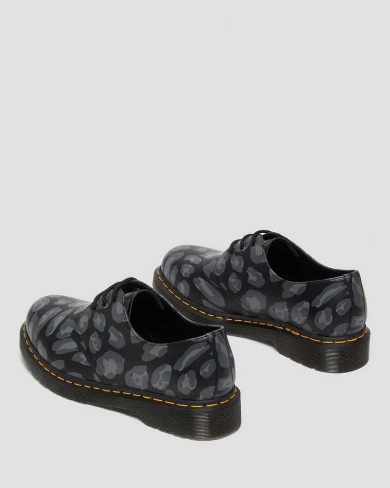 Dr Martens 1461 Distorted Leopard Print Oxford Shoes Originals Sko Dame Svarte Leopard | YDANO7218