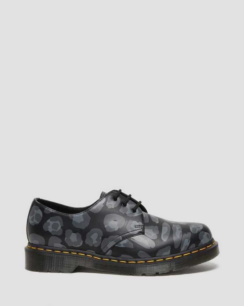 Dr Martens 1461 Distorted Leopard Print Oxford Shoes Originals Sko Dame Svarte Leopard | YDANO7218