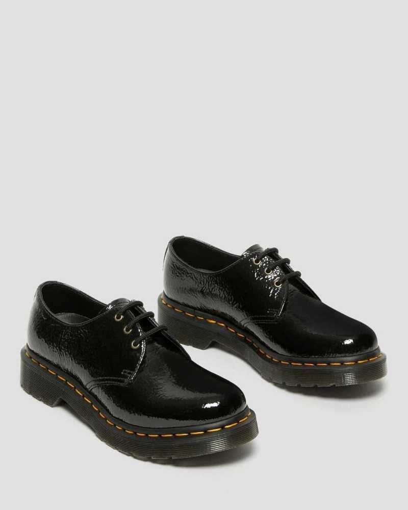 Dr Martens 1461 Distressed Patent Oxford Shoes Originals Sko Dame Svarte | BDVIL8541