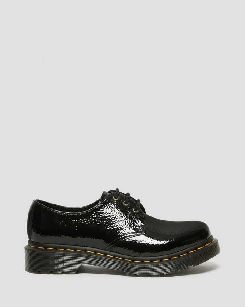 Dr Martens 1461 Distressed Patent Oxford Shoes Originals Sko Dame Svarte | BDVIL8541