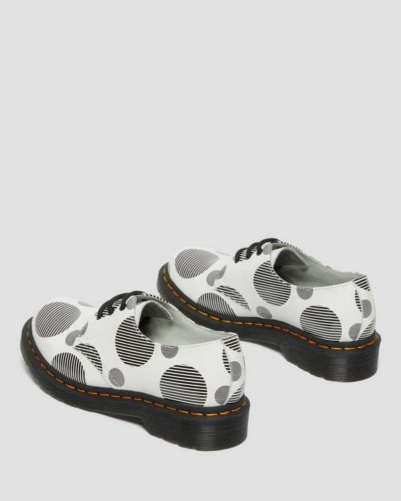 Dr Martens 1461 Polka Dot Smooth Lær Oxford Shoes Originals Sko Dame Hvite | CSJGK1043