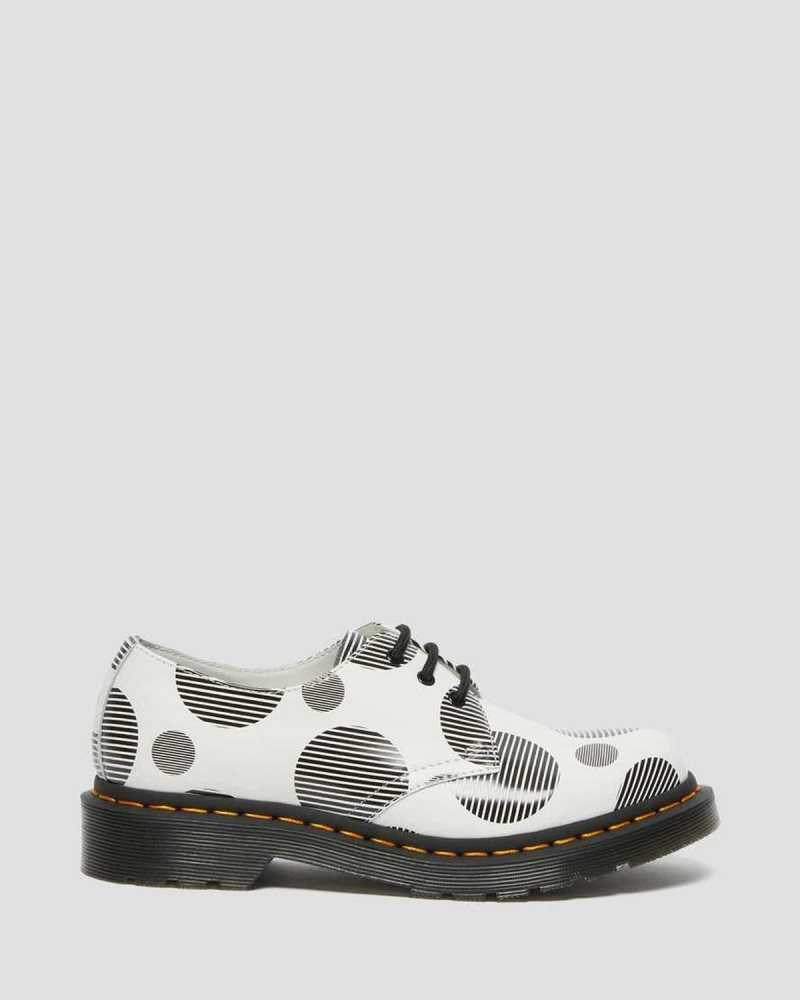 Dr Martens 1461 Polka Dot Smooth Lær Oxford Shoes Originals Sko Dame Hvite | CSJGK1043