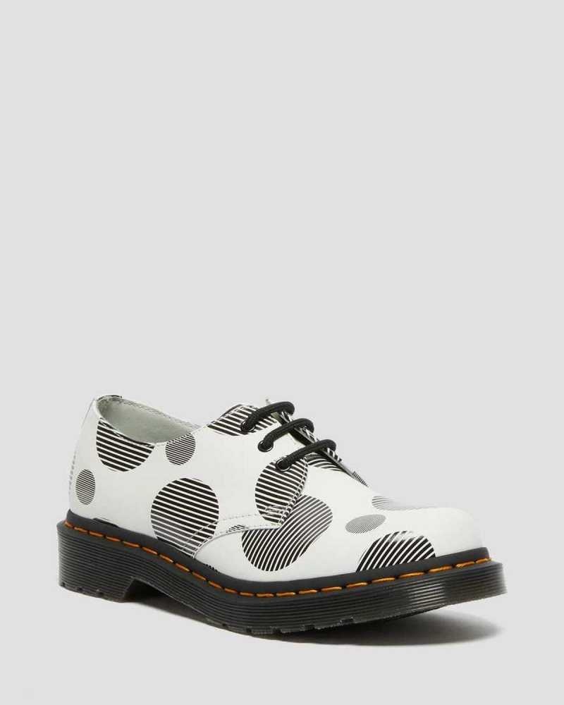 Dr Martens 1461 Polka Dot Smooth Lær Oxford Shoes Oxford Sko Dame Hvite | YGMBV5901