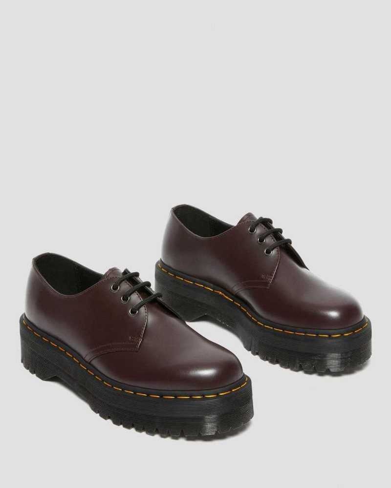 Dr Martens 1461 Smooth Lær Platform Shoes Oxford Sko Dame Burgunder | GXMSV6893