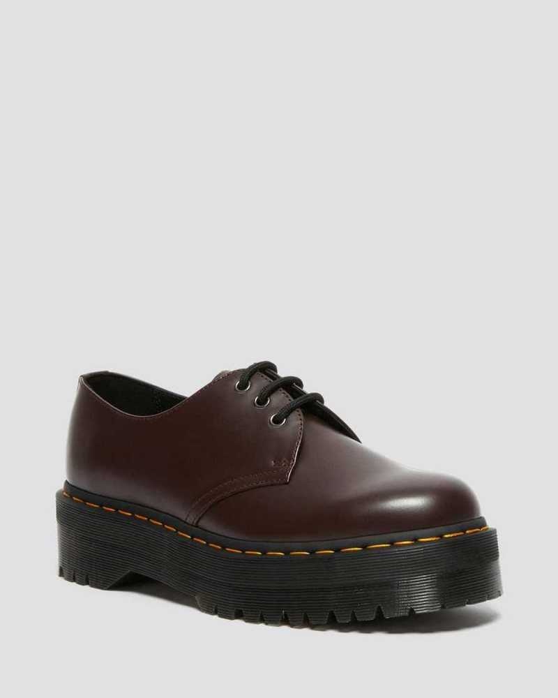 Dr Martens 1461 Smooth Lær Platform Shoes Oxford Sko Dame Burgunder | GXMSV6893