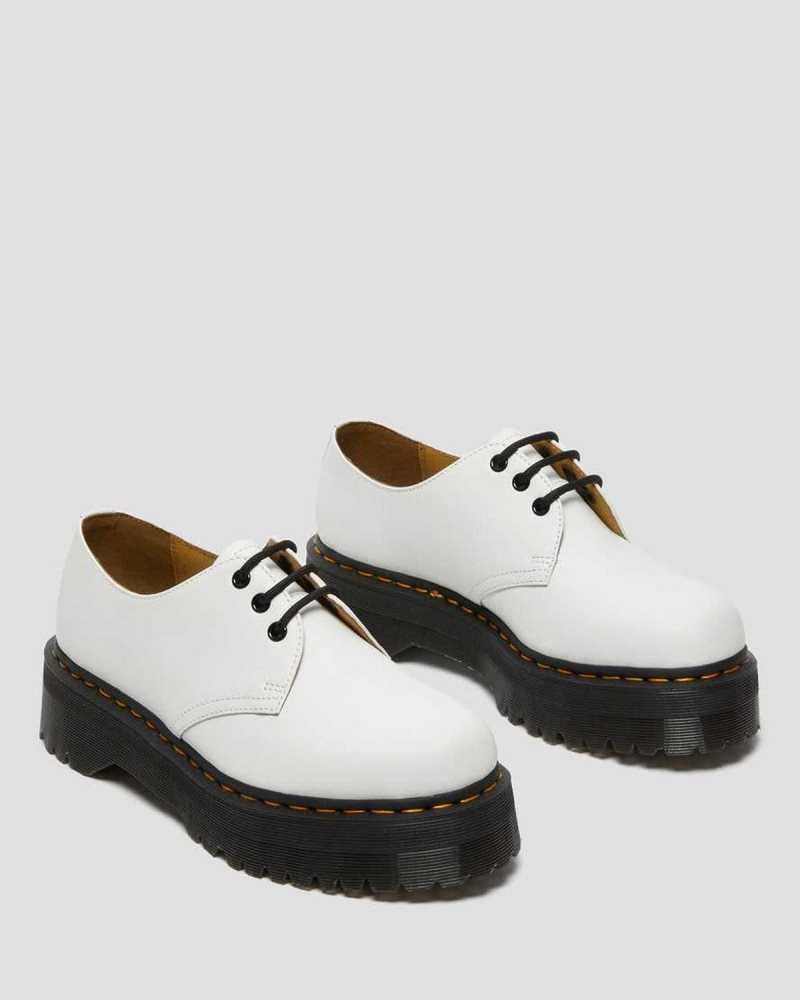 Dr Martens 1461 Smooth Lær Platform Shoes Oxford Sko Herre Hvite | XYVEK0759