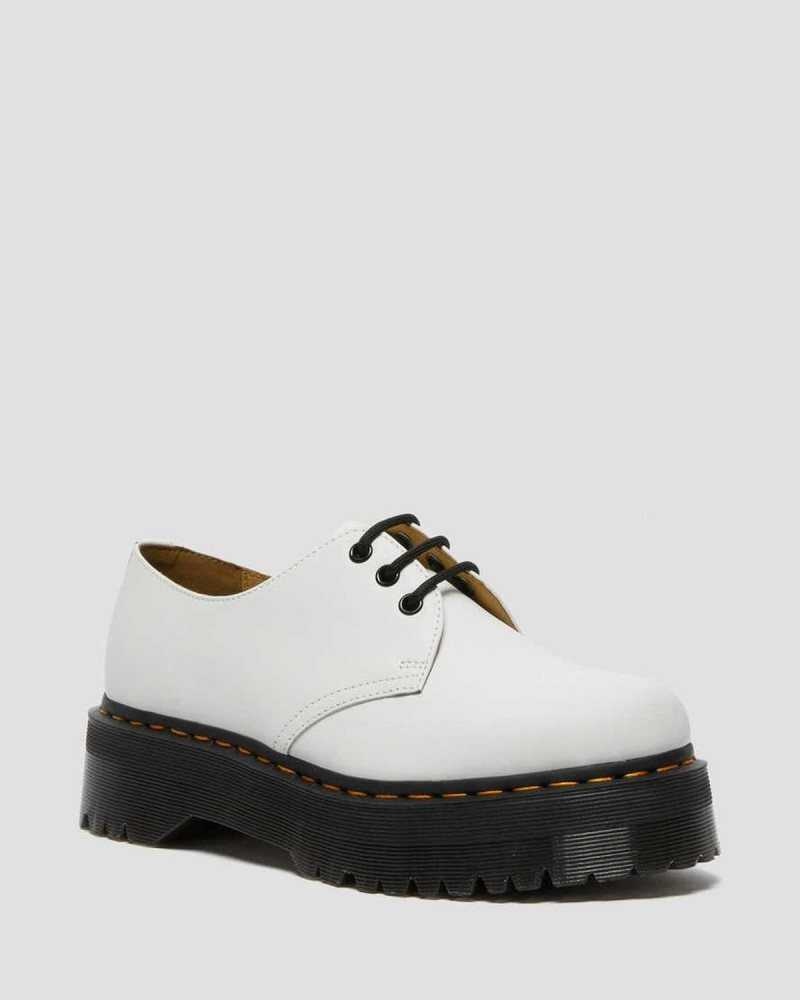 Dr Martens 1461 Smooth Lær Platform Shoes Oxford Sko Herre Hvite | XYVEK0759