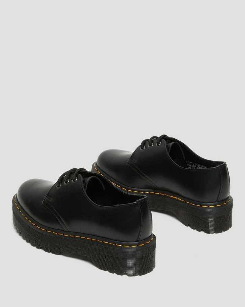 Dr Martens 1461 Smooth Lær Platform Shoes Originals Sko Dame Svarte | WYBLM5694