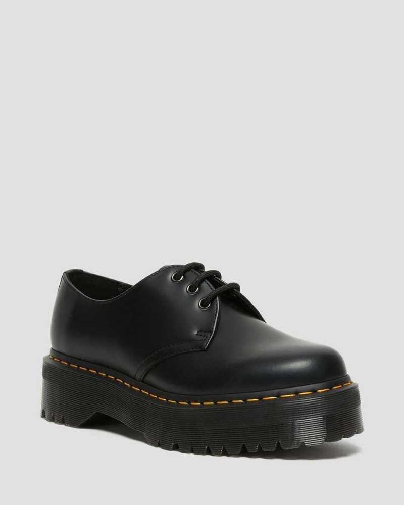 Dr Martens 1461 Smooth Lær Platform Shoes Originals Sko Dame Svarte | WYBLM5694