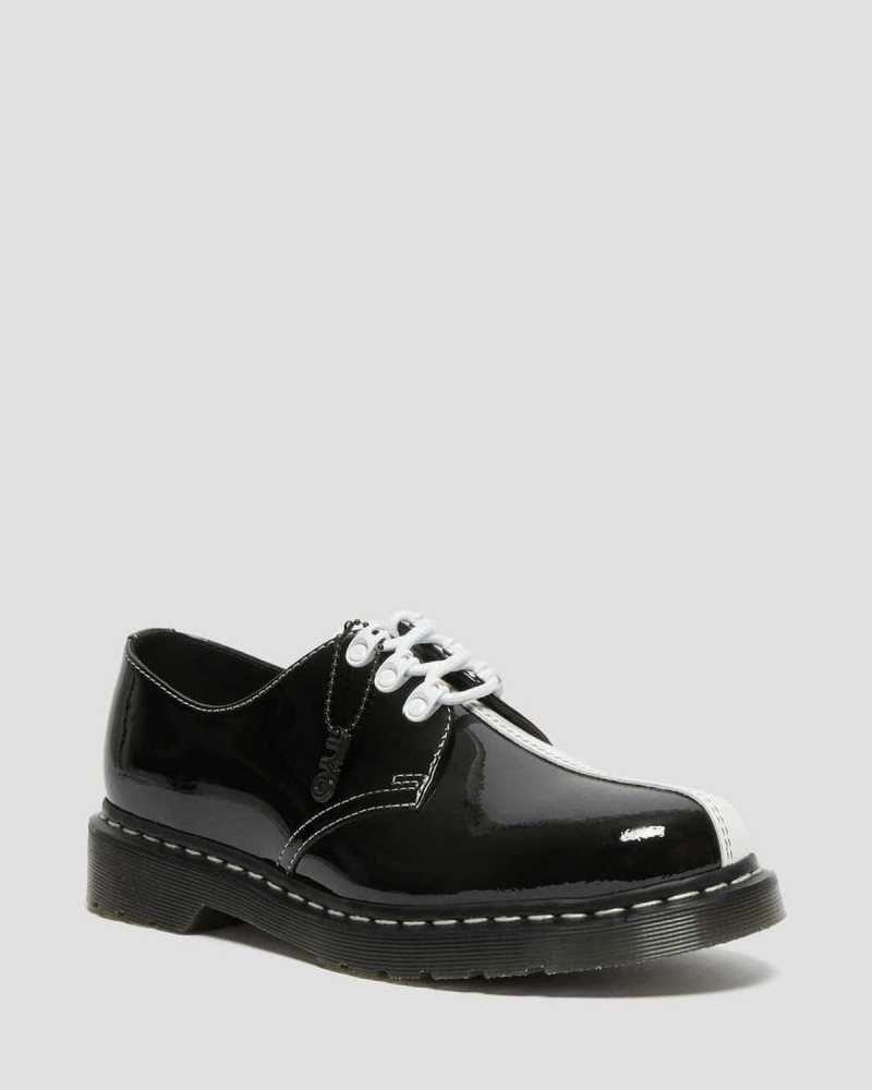 Dr Martens 1461 Tokyo Patent Lær Oxford Shoes Originals Sko Dame Svarte Hvite | NVOLS7510