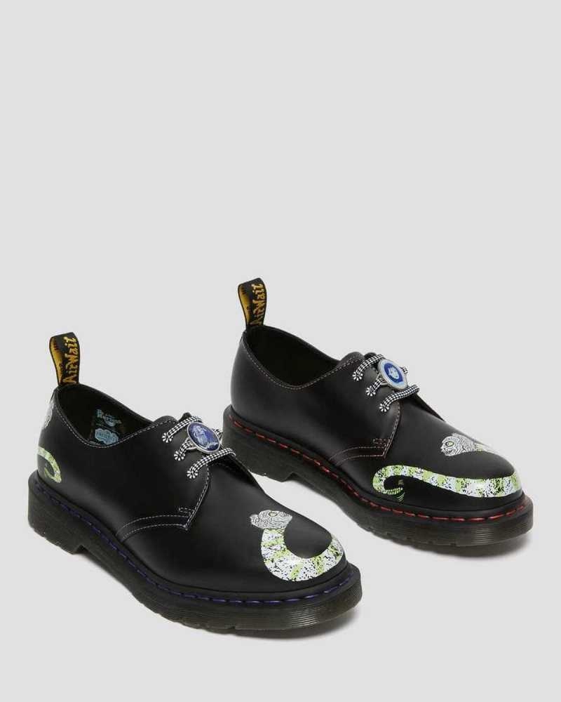 Dr Martens 1461 WB Beetlejuice Smooth Lær Oxford Shoes Loafers Herre Svarte | EMNQP2150