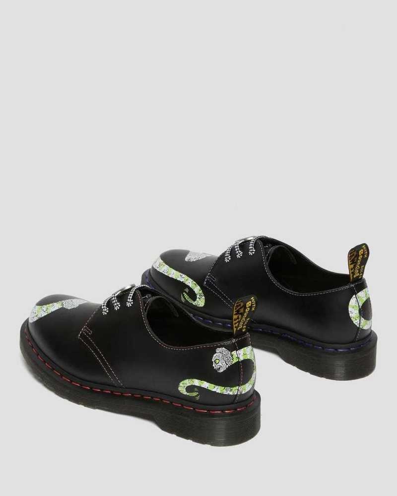 Dr Martens 1461 WB Beetlejuice Smooth Lær Oxford Shoes Loafers Herre Svarte | EMNQP2150