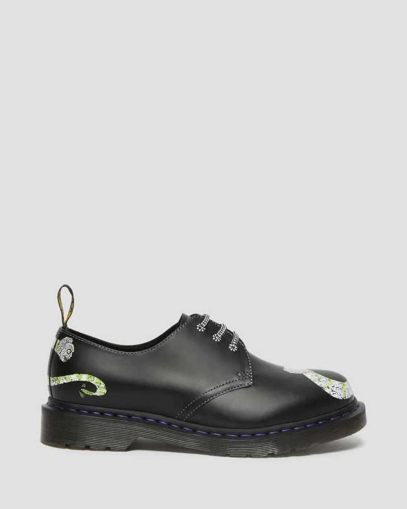 Dr Martens 1461 WB Beetlejuice Smooth Lær Oxford Shoes Loafers Herre Svarte | EMNQP2150