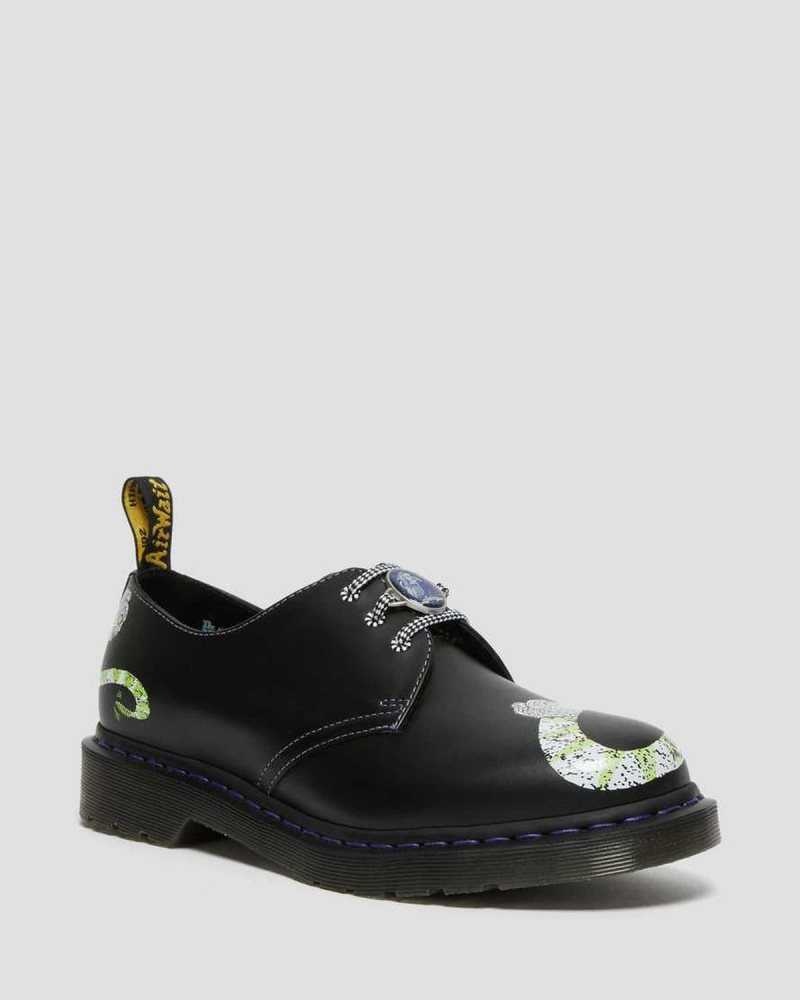 Dr Martens 1461 WB Beetlejuice Smooth Lær Oxford Shoes Loafers Herre Svarte | EMNQP2150