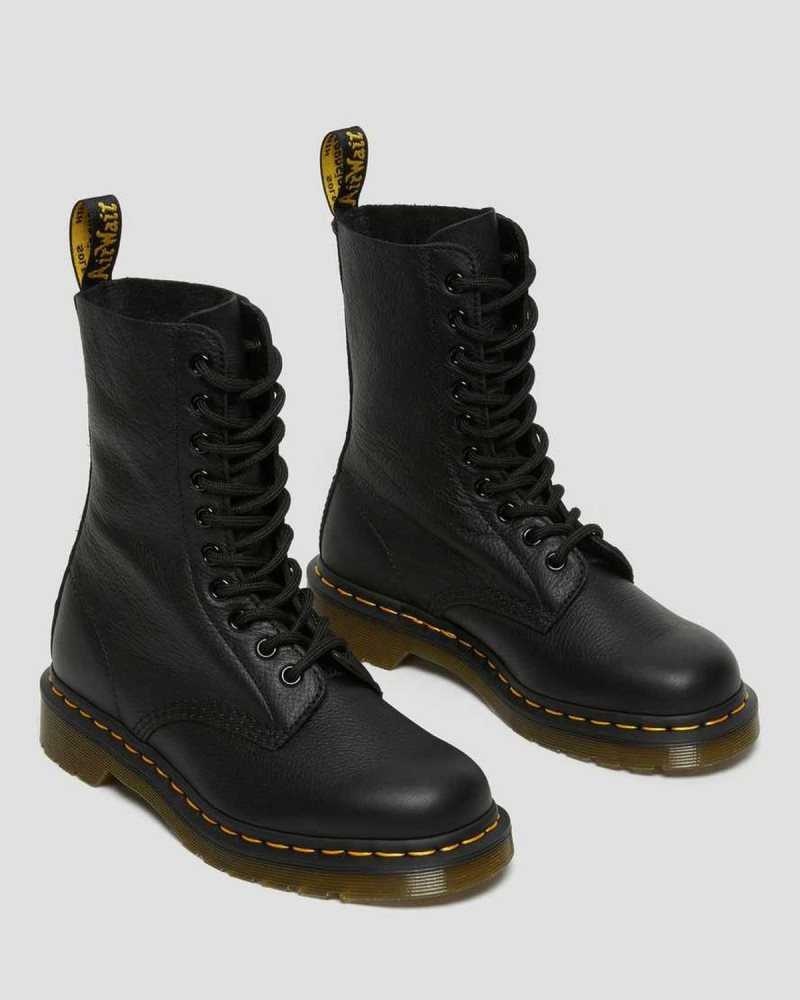 Dr Martens 1490 Virginia Lær Mid Calf Boots Støvler Dame Svarte | GRJQW6842