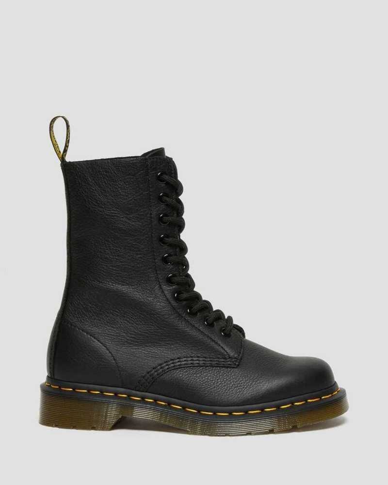 Dr Martens 1490 Virginia Lær Mid Calf Boots Støvler Dame Svarte | GRJQW6842