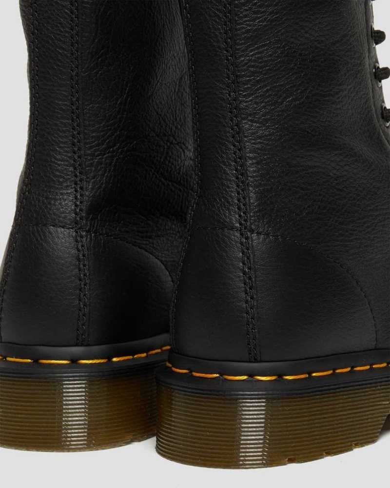 Dr Martens 1490 Virginia Lær Mid Calf Boots Støvler Dame Svarte | GRJQW6842