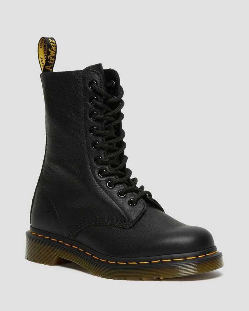 Dr Martens 1490 Virginia Lær Mid Calf Boots Støvler Dame Svarte | GRJQW6842