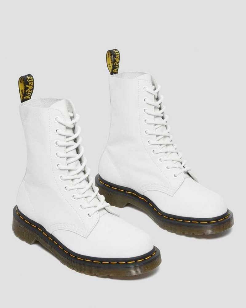 Dr Martens 1490 Virginia Lær Mid Calf Boots Støvler Dame Hvite | BJEYL7498