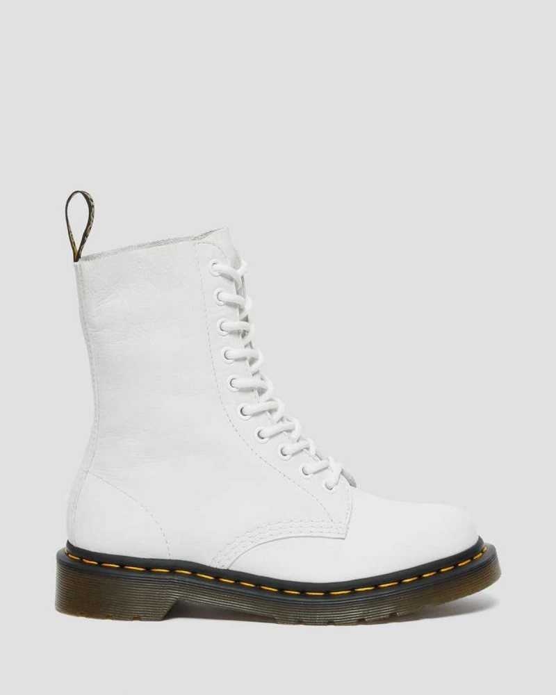 Dr Martens 1490 Virginia Lær Mid Calf Boots Støvler Dame Hvite | BJEYL7498