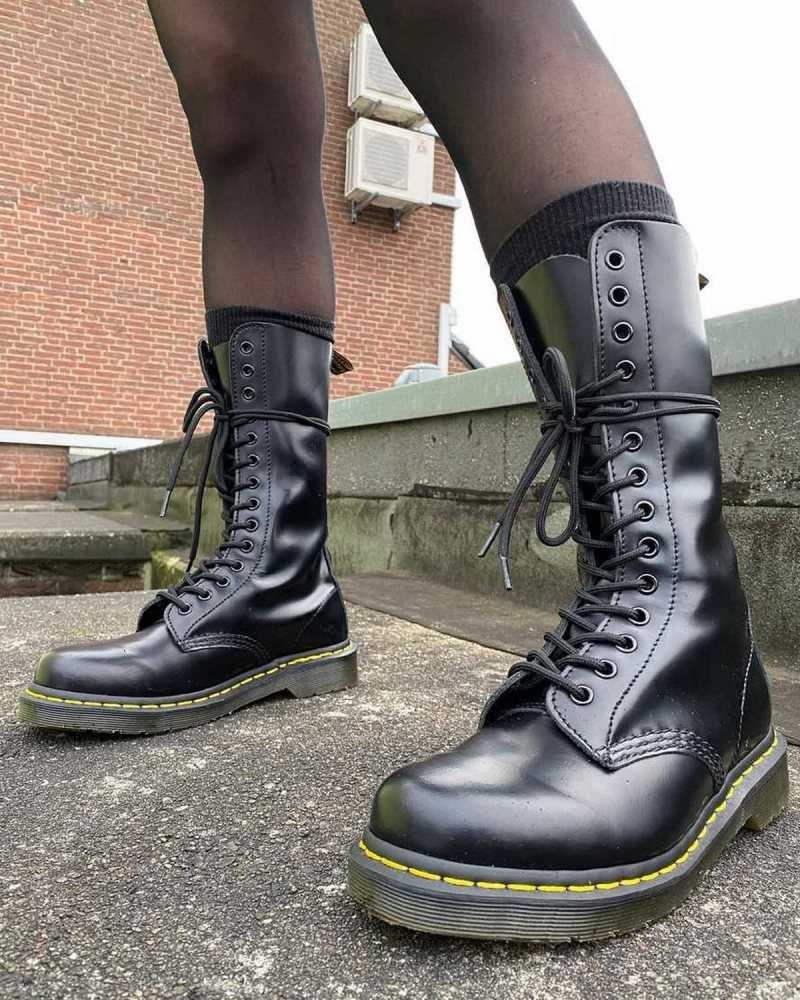 Dr Martens 1914 Smooth Lær Høye Boots Støvler Herre Svarte | LSTCR4261