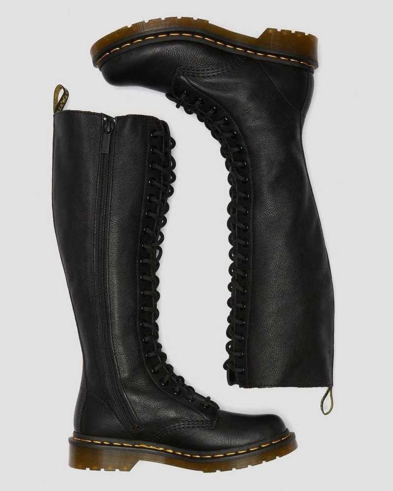 Dr Martens 1B60 Virginia Lær Knee High Boots Støvler Dame Svarte | RJAKB7593