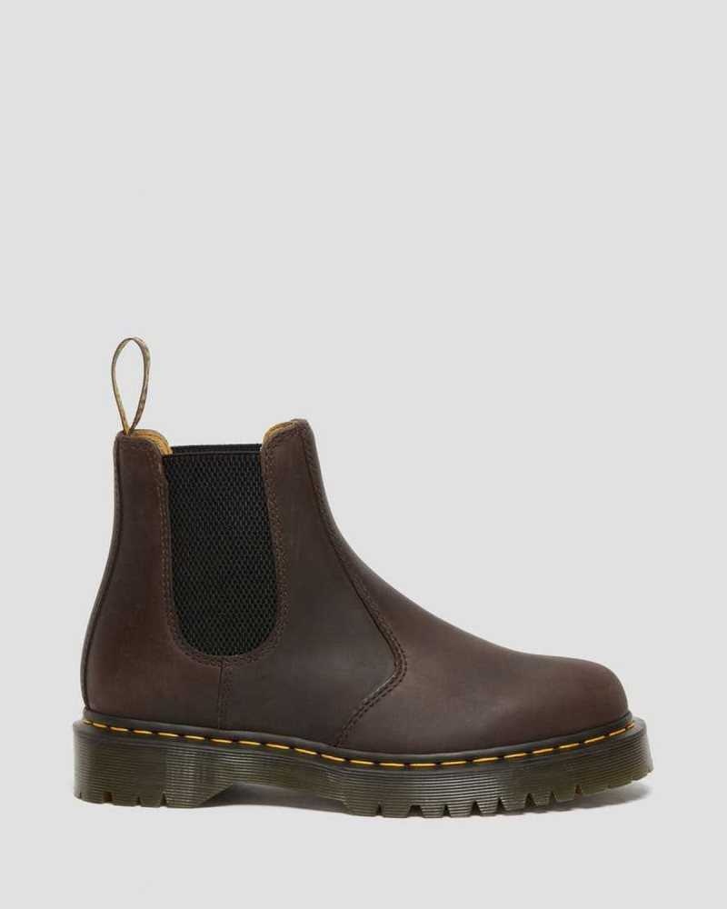 Dr Martens 2976 Bex Crazy Horse Chelsea Boots Platform Støvler Herre Mørke Brune | GMNRI7590