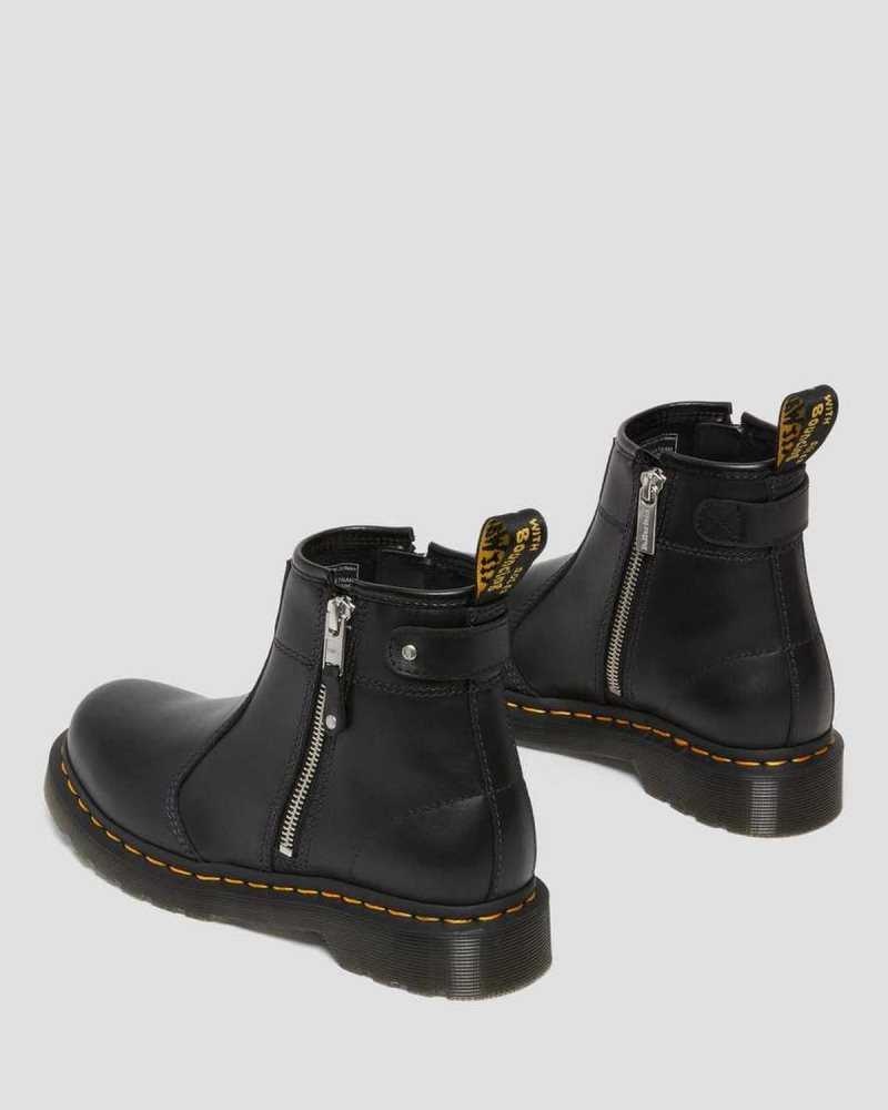 Dr Martens 2976 Double Zip Lær Chelsea Boots Originals Sko Dame Svarte | VBDKP3156