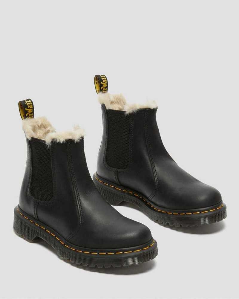 Dr Martens 2976 Faux Fur Forede Chelsea Boots Støvler Dame Svarte | BUQMI0985