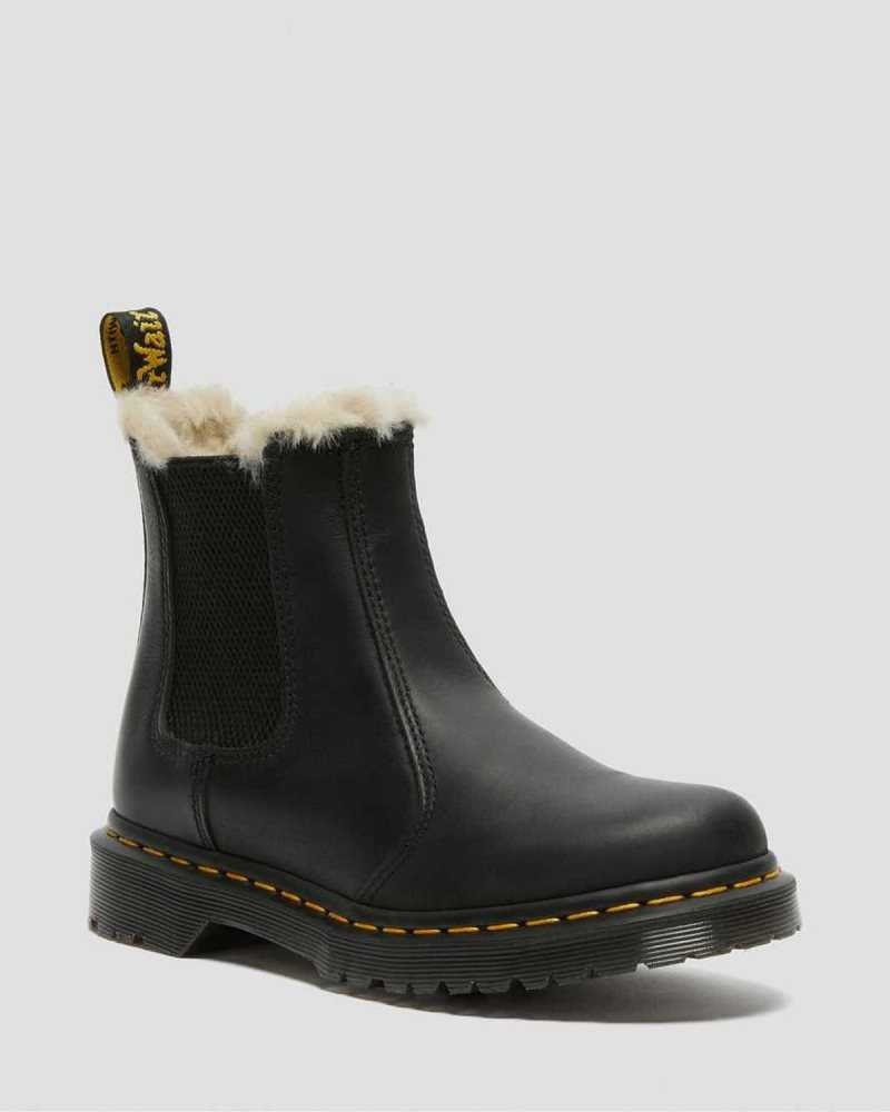 Dr Martens 2976 Faux Fur Forede Chelsea Boots Støvler Dame Svarte | BUQMI0985