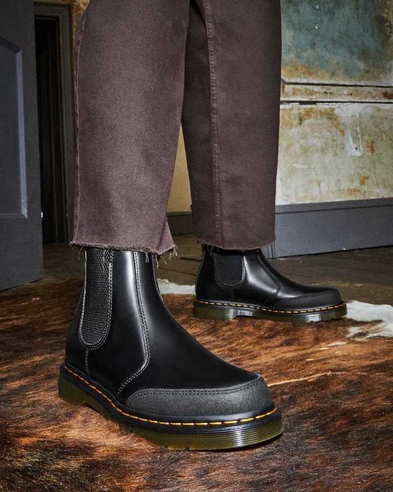 Dr Martens 2976 Guard Panel Lær Chelsea Boots Støvler Herre Svarte | VZGFE4987