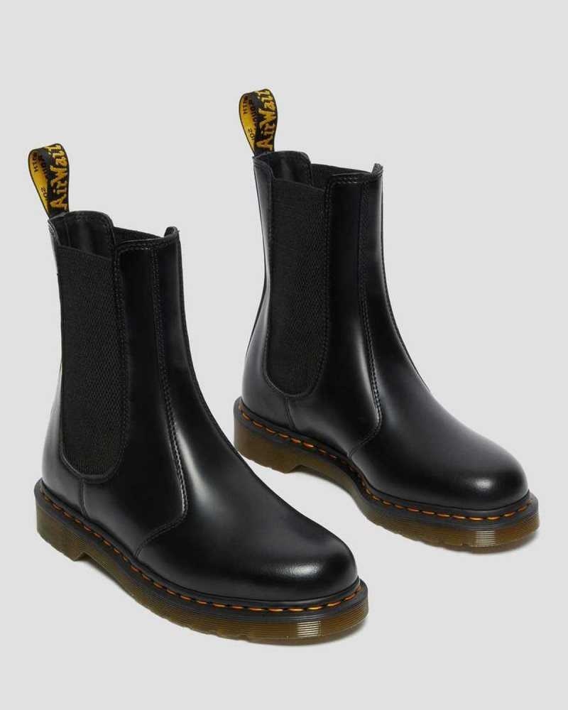 Dr Martens 2976 Hi Smooth Lær Chelsea Boots Originals Sko Dame Svarte | FLYPE3780