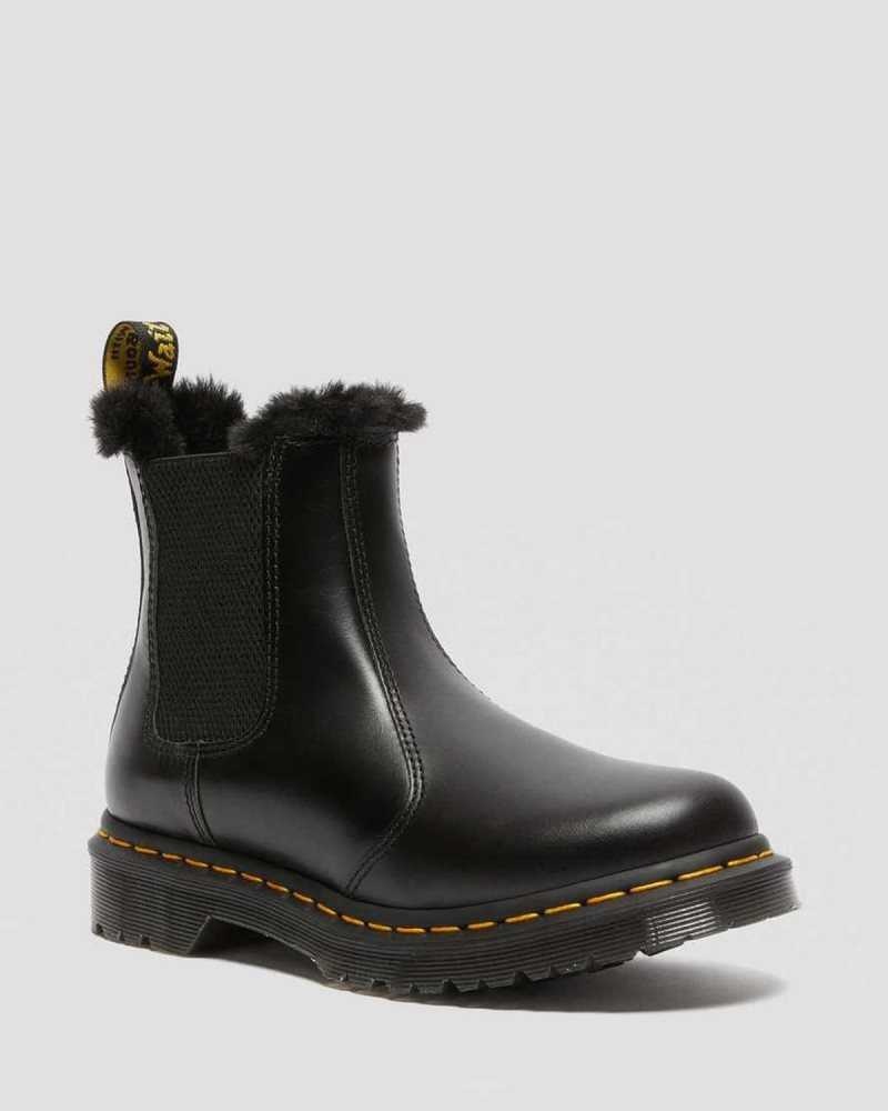 Dr Martens 2976 Leonore Faux Fur Forede Chelsea Boots Støvler Dame Mørke Grå | OGHZB5760