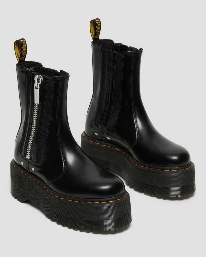 Dr Martens 2976 Max Lær Platform Chelsea Boots Platform Støvler Dame Svarte | ASZFH0763