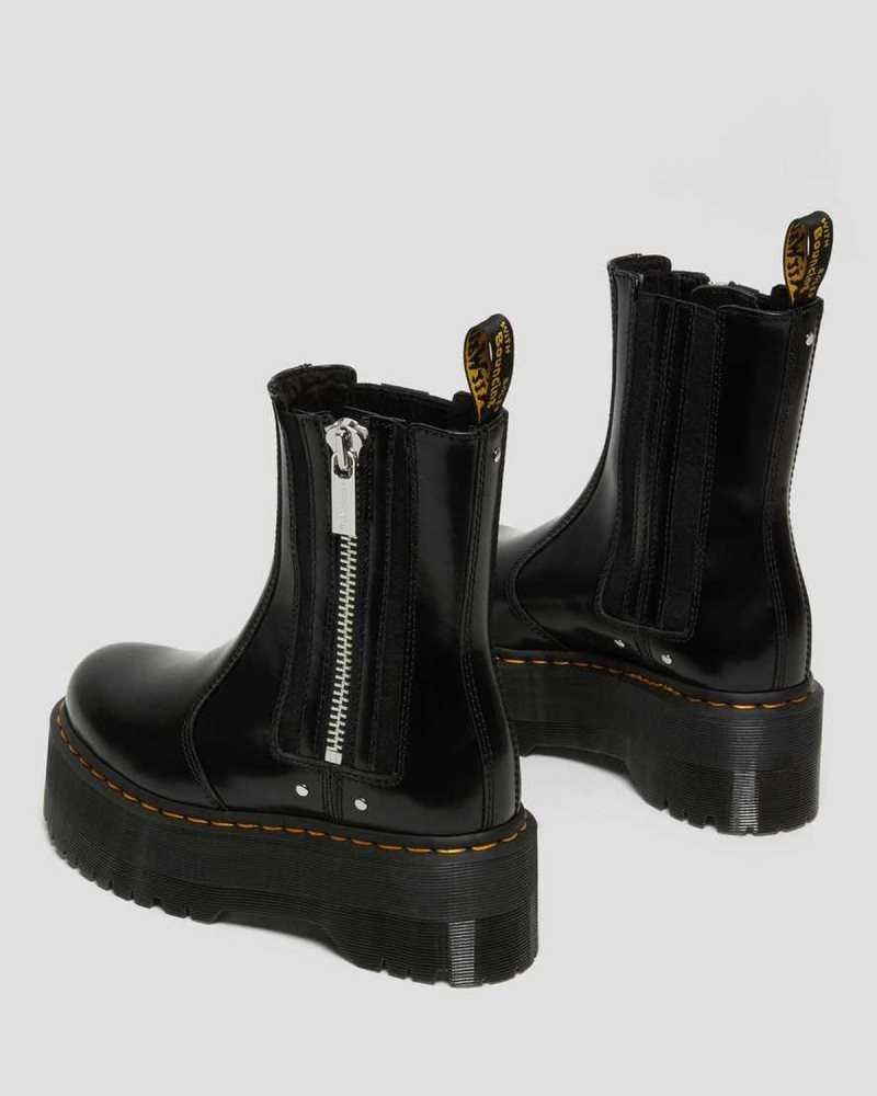 Dr Martens 2976 Max Lær Platform Chelsea Boots Platform Støvler Dame Svarte | ASZFH0763