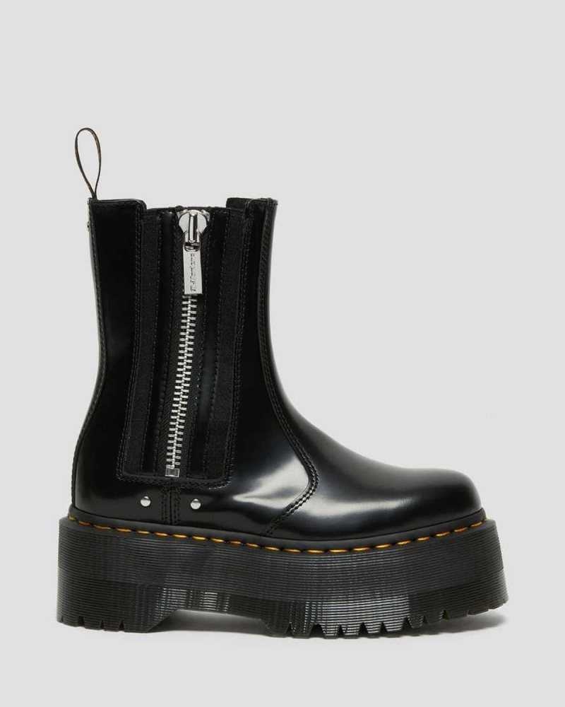 Dr Martens 2976 Max Lær Platform Chelsea Boots Platform Støvler Dame Svarte | ASZFH0763