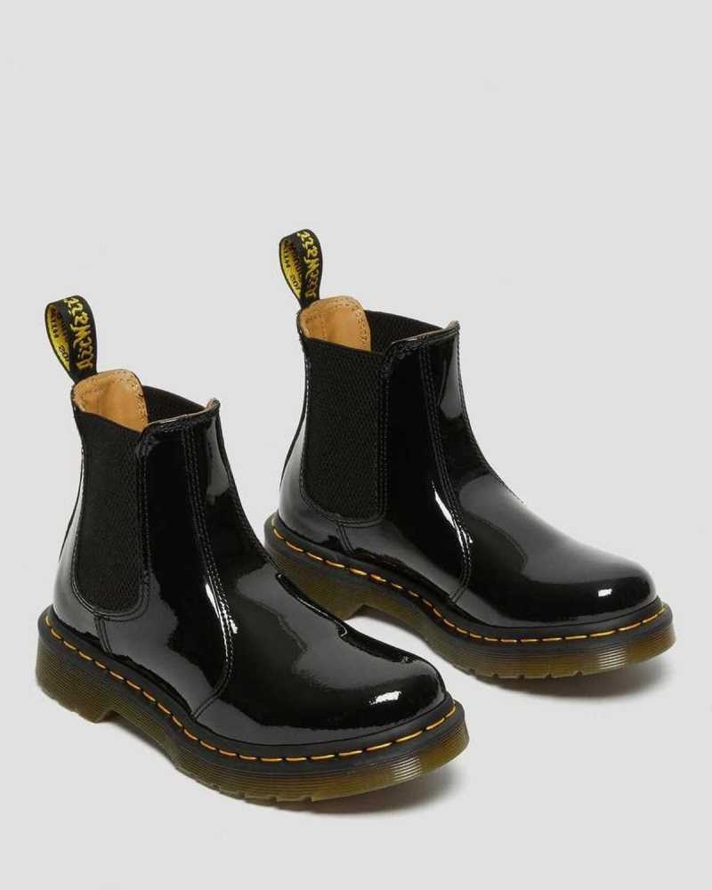 Dr Martens 2976 Patent Lær Chelsea Boots Støvler Dame Svarte | EUAPZ8379