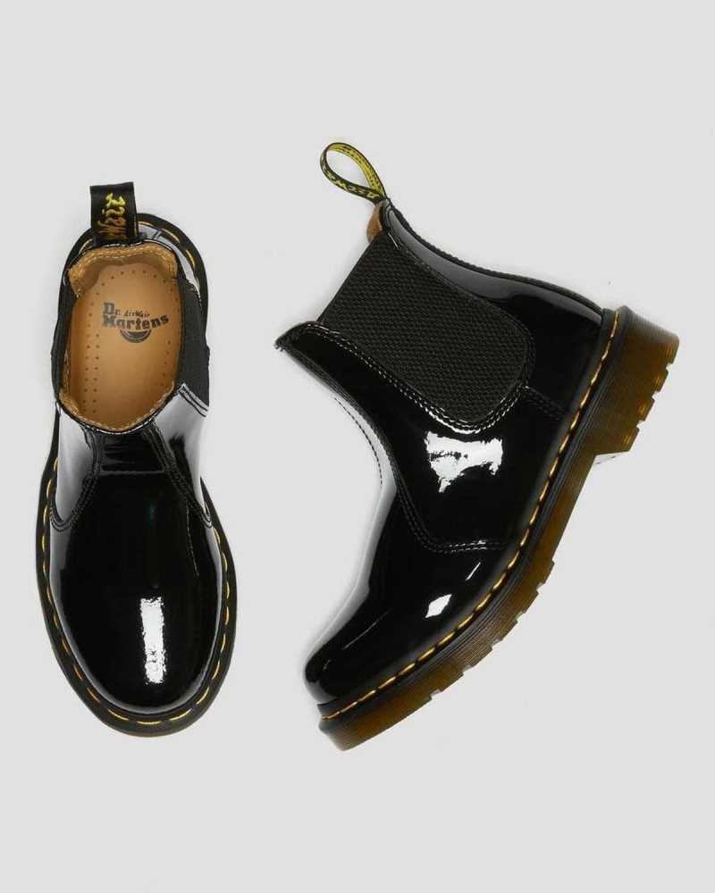 Dr Martens 2976 Patent Lær Chelsea Boots Støvler Dame Svarte | EUAPZ8379