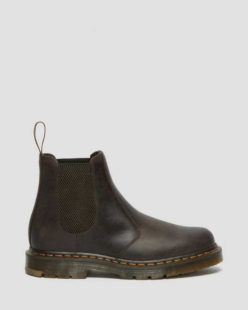 Dr Martens 2976 Slip Resistant Lær Chelsea Boots Originals Sko Dame Mørke Brune | EWHVP1340