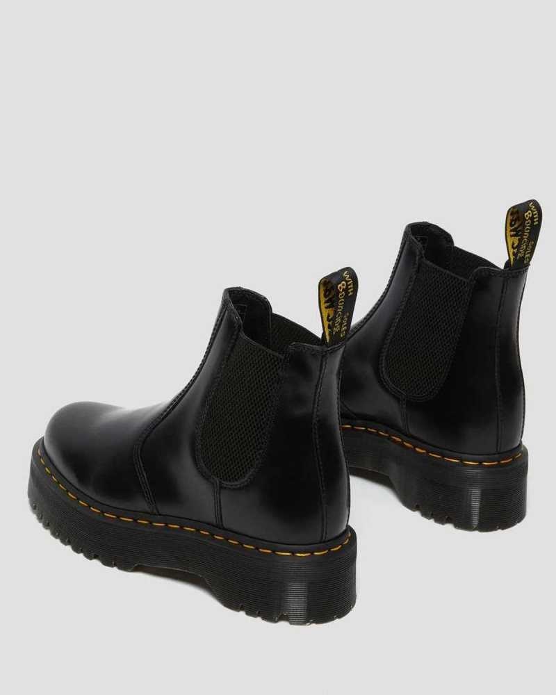 Dr Martens 2976 Smooth Lær Platform Chelsea Boots Platform Støvler Dame Svarte | ARMYX4596