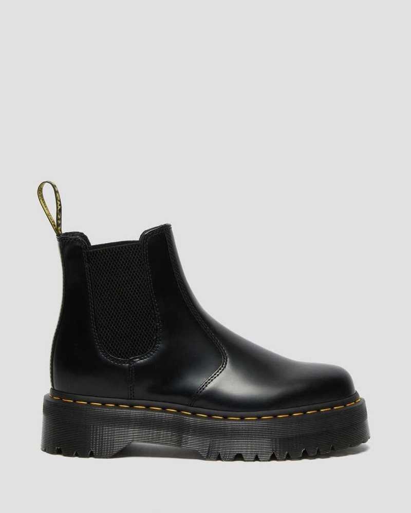 Dr Martens 2976 Smooth Lær Platform Chelsea Boots Platform Støvler Dame Svarte | ARMYX4596