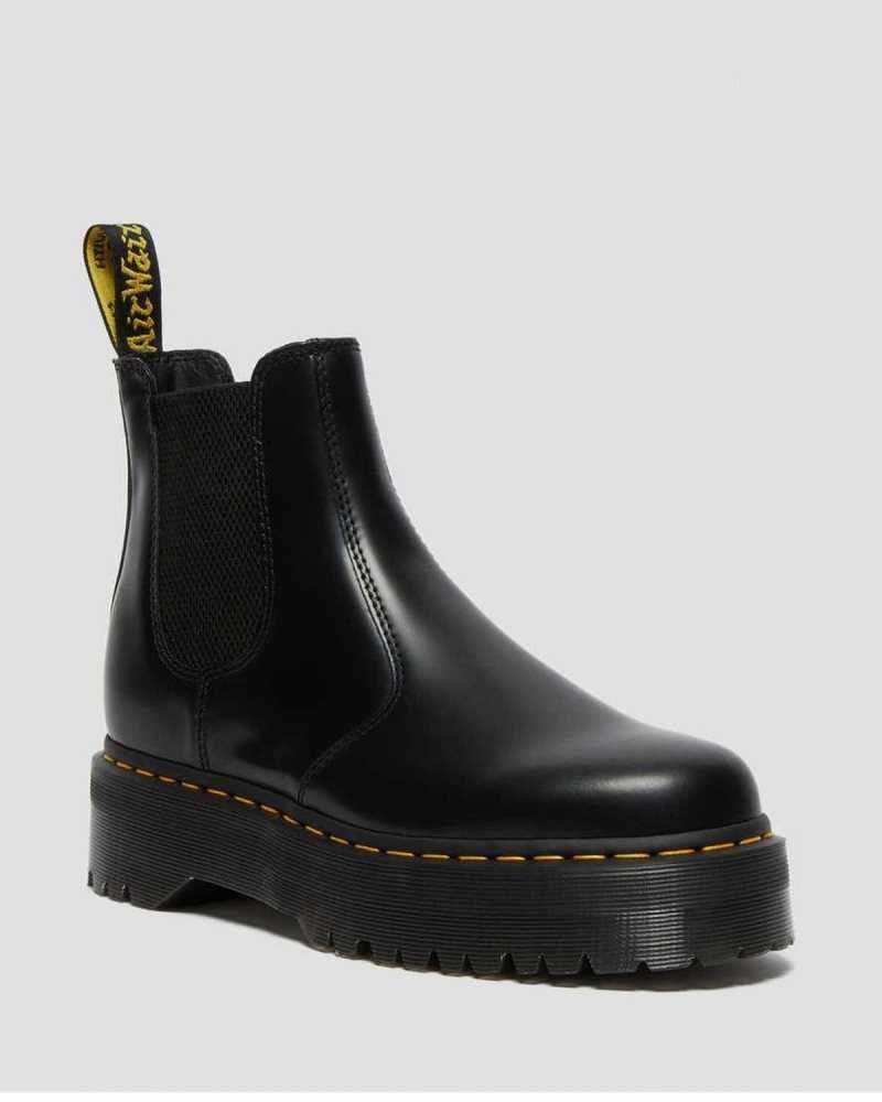 Dr Martens 2976 Smooth Lær Platform Chelsea Boots Platform Støvler Dame Svarte | ARMYX4596