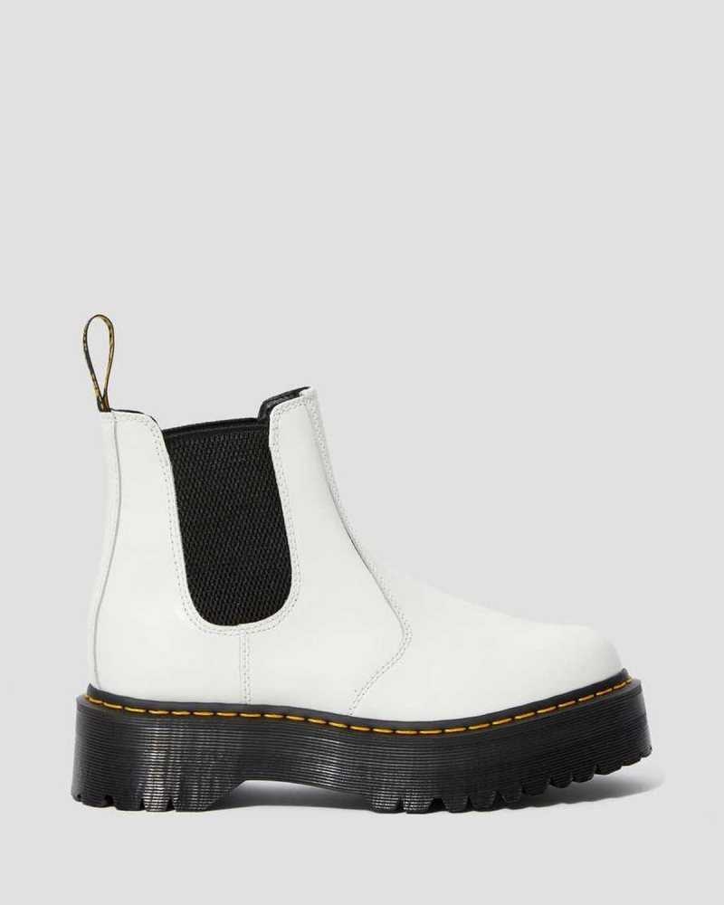 Dr Martens 2976 Smooth Lær Platform Chelsea Boots Støvletter Herre Hvite | PKULF5278