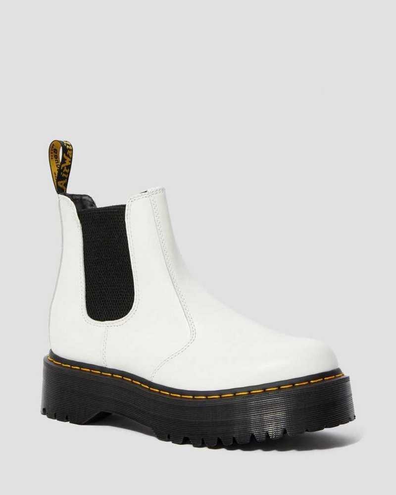 Dr Martens 2976 Smooth Lær Platform Chelsea Boots Støvletter Herre Hvite | PKULF5278