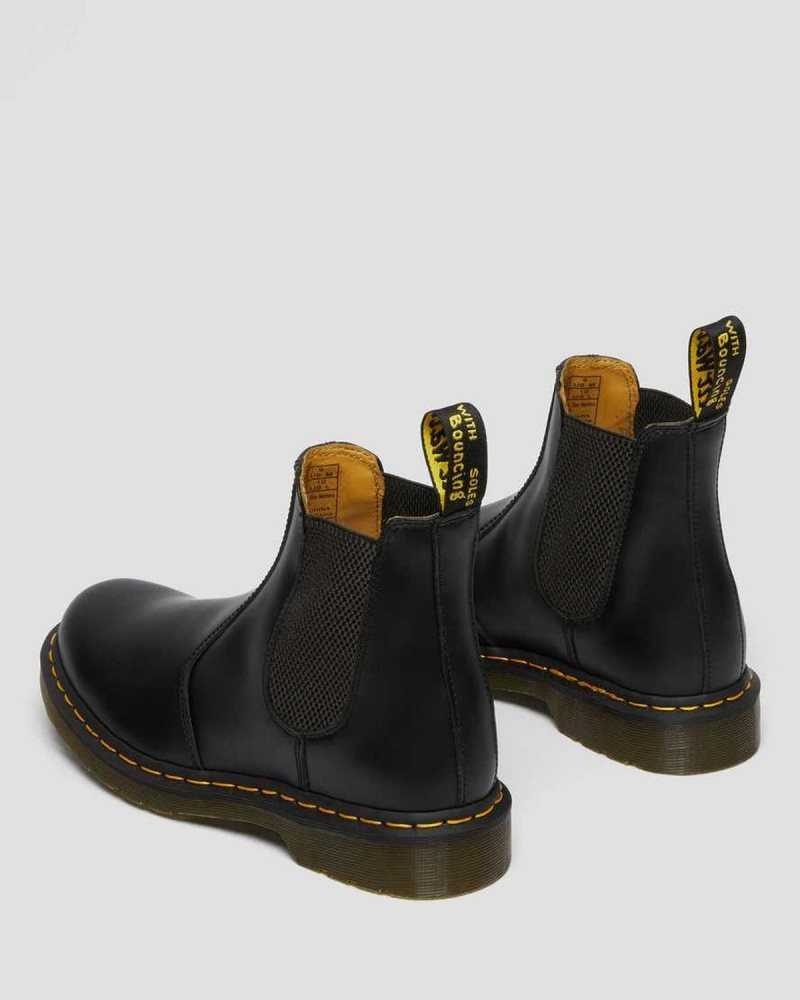 Dr Martens 2976 Yellow Stitch Smooth Lær Chelsea Boots Støvler Herre Svarte | XIGSM5719