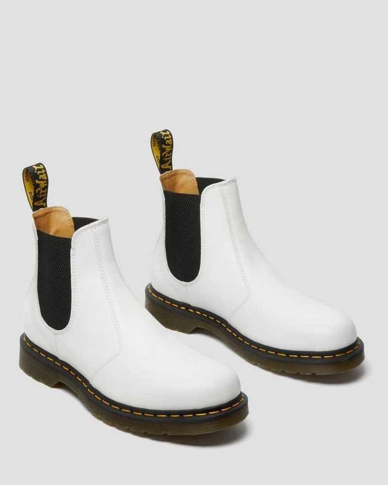 Dr Martens 2976 Yellow Stitch Smooth Lær Chelsea Boots Støvler Herre Hvite | TIWBP2913