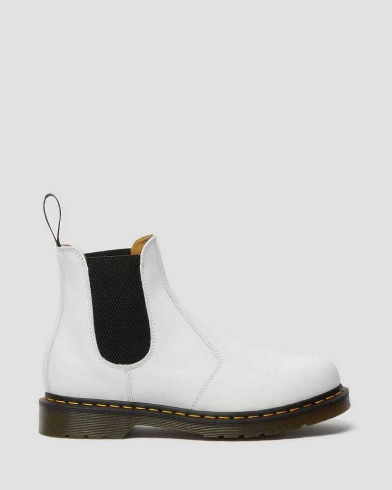 Dr Martens 2976 Yellow Stitch Smooth Lær Chelsea Boots Støvler Herre Hvite | TIWBP2913