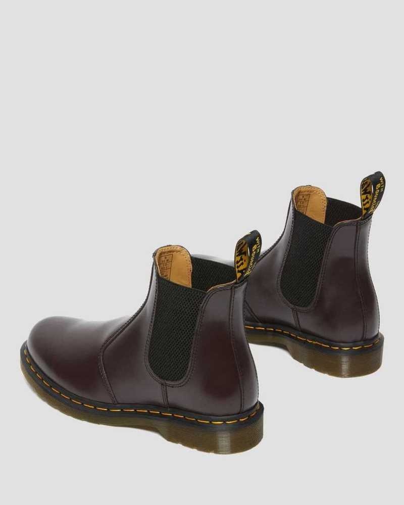 Dr Martens 2976 Yellow Stitch Smooth Lær Chelsea Boots Chelsea Støvler Herre Burgunder | KHREC1328